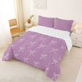 thumbnail image 2 of Erosebridal Cute Bowknots Queen Comforter Set,Kawaii Bowtie Girls Bedding Comforter Set For Teens,Pink Purple, Reversible 3pcs, 2 of 7