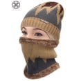 thumbnail image 2 of Luxtrada 2PCs/Set Winter Hat Warm Thick Beanie Cap + Scarf for Winter Knit Ski Beanies Skull Cap for Men Women (Khaki), 2 of 8