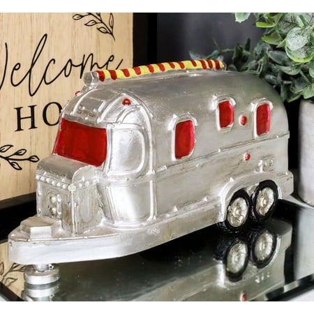 Western Vintage Country Silver Camper Caravan RV Money Coin Piggy Savings Bank