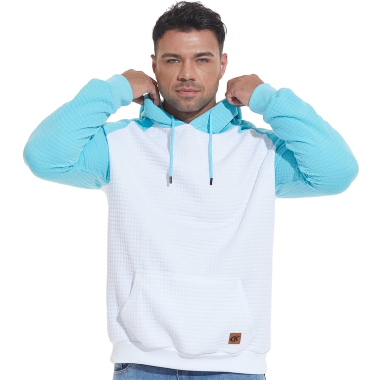 Satankud Men's Pullover Hoodies Plaid Jacquard Color Block Long