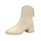 thumbnail image 1 of NECHOLOGY Botas Mujer Adulto Femenino Zapatos Botines mujer Botas de tacón grueso con cremallera trasera de estilo británico de cuero de color sólido a la para mujer (Beige, 8.5), 1 of 7