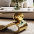 thumbnail image 7 of Tabaray Modern Oval Coffee Table Luxury Sintered Stone Top Coffee Table with Sculptural Geometric S-Shape Stainless Steel Base,Mid-Century Marble Grain Center Table for Living Room,Gold, 7 of 7