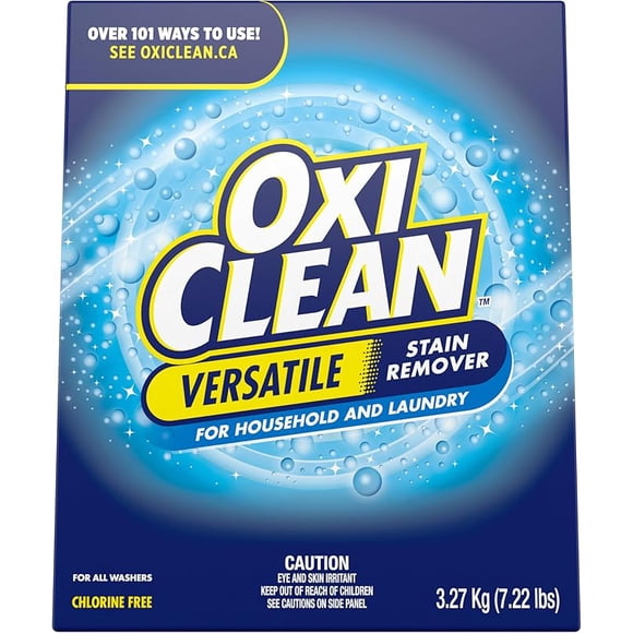 OxiClean Poudre Détachante Polyvalente pour la Maison, la Lessive, les Tapis et les Tissus d'Ameublement - Sûre pour les Couleurs, Sans Javellisant au Chlore, 3,27 kg