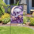 thumbnail image 5 of Welcome Aesthetic Skull Mushroom Moon Plant Purple Garden Flag, Vertical Double Sided Small House Flag, Yard Farmhouse Outdoor Deck Veranda Lawn Decor 28x40 Inch, 5 of 6