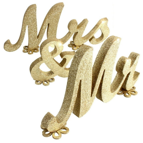 WHAMVOX Wedding Decor Signs Design Gold Wooden Letters 1Pcs 9.7x5.9x0.7in
