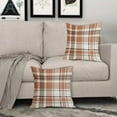 thumbnail image 6 of Aarocafa – Terracotta Plaid Faux Linen Pillow Covers (2-Pack) | Cottage Core Fall Decor | Warm Neutral Check Pattern Cushion Cases |Sofa/Bed Accents for Cozy Curated Spaces – Size: 18x18in-Faux Linen, 6 of 7