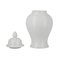thumbnail image 6 of Architectural Ceramic Jar for Living Room Decor - Modern Home Decor Accents with Ribbed Texture - Decorative Flower Vase for Room, Bedroom, House, Office, and Table Interior Styling - 18", White, 6 of 12