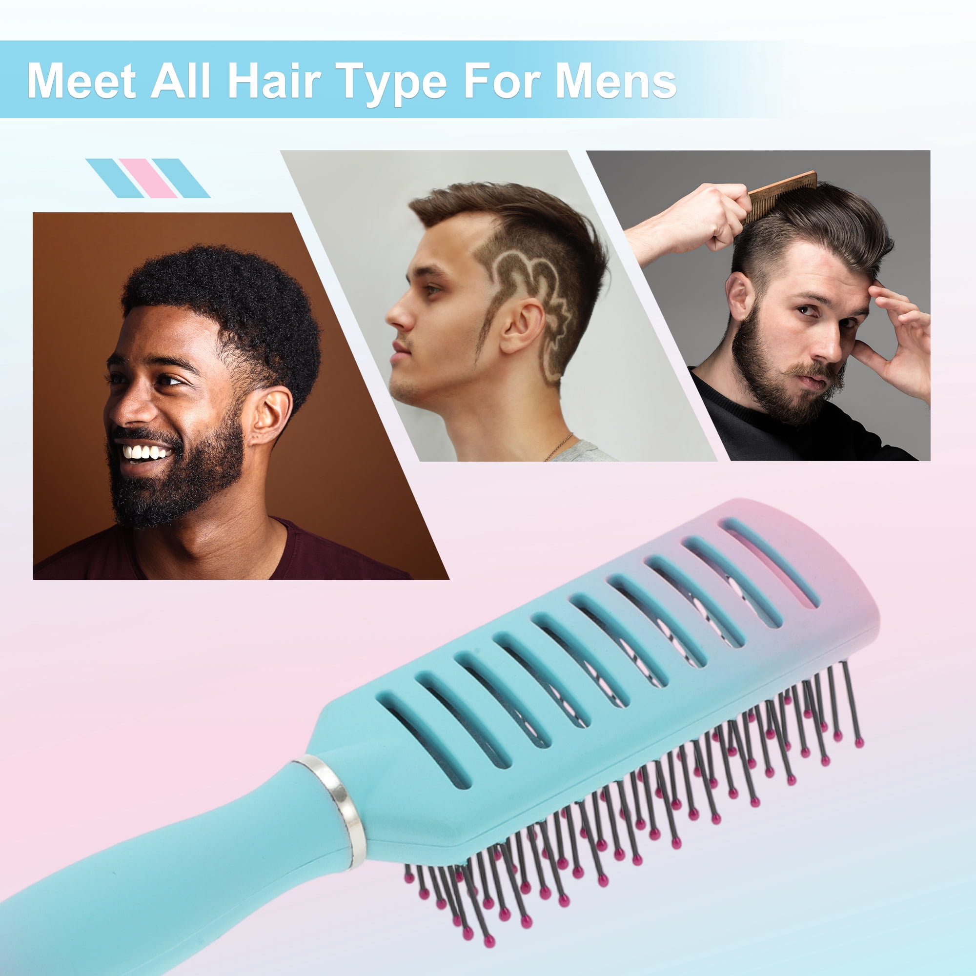 Unique Bargains Vented Hair Brush with Ergonomic Design Lake Blue