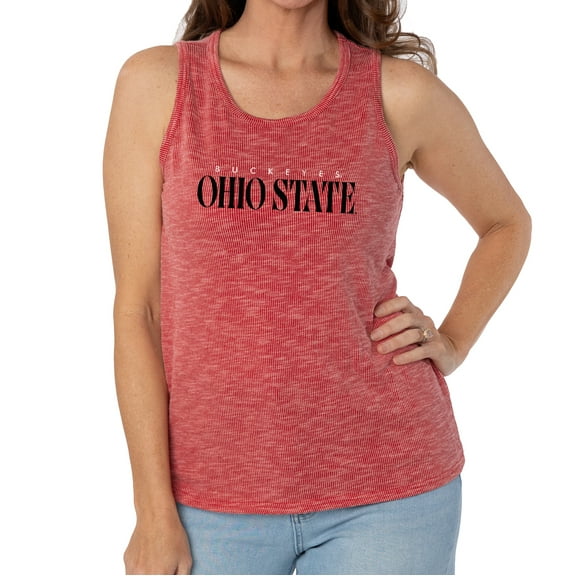 Women's Scarlet Ohio State Buckeyes Blake Sandwash Rib-Knit Tri-Blend Tank Top