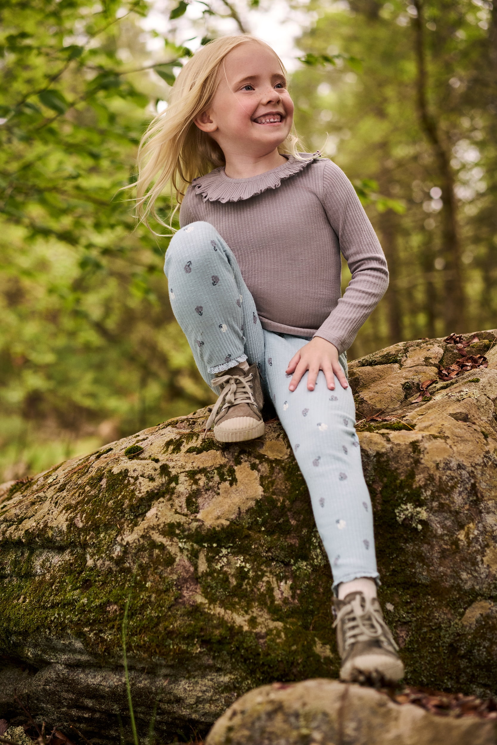 easy-peasy Toddler Girl Lace Hem Rib Leggings, Sizes 18M-5T