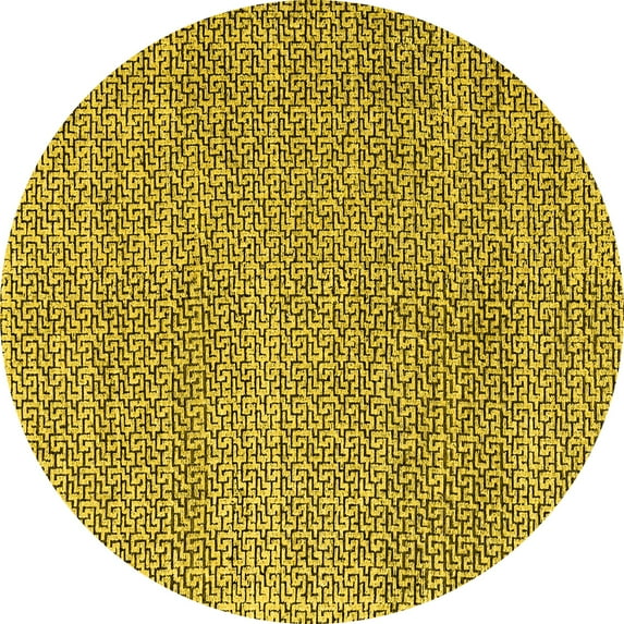 Ahgly Company Indoor Round Abstract Yellow Modern Area Rugs, 4' Round