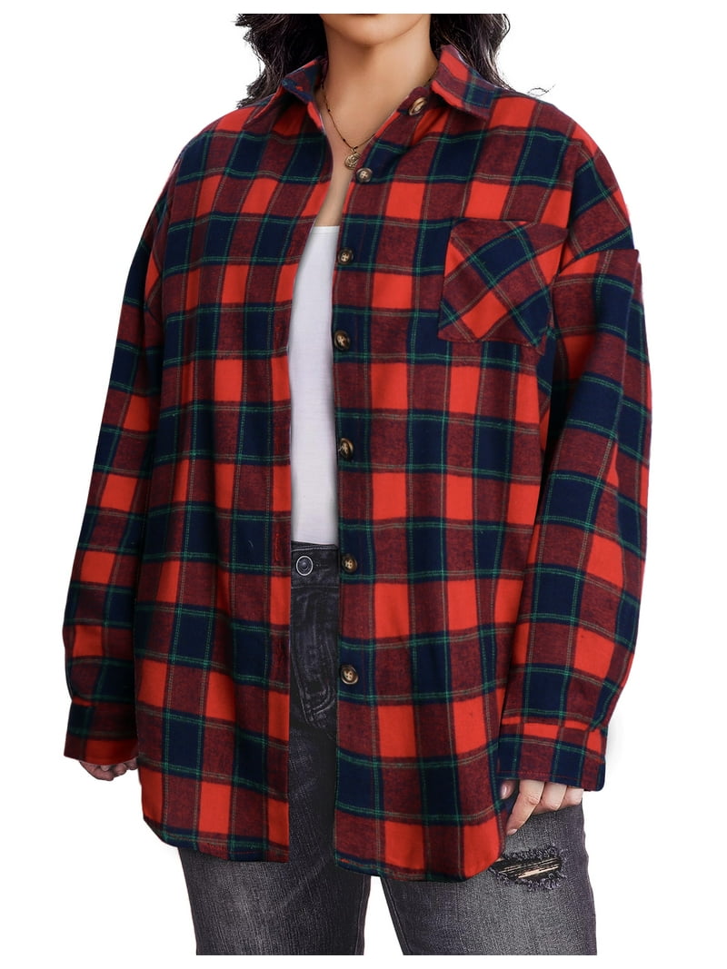 oversized flannel shirt plus size red and black checkered shirt