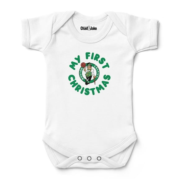 Newborn & Infant Chad & Jake White Boston Celtics First Christmas Bodysuit