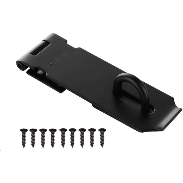 Cerrojo de candado Pestillo de puerta de 5 pulgadas, Cerrojo de candado con tornillos, Candado de cerrojo de puerta de acero inoxidable para puerta, cajón, gabinete (negro)