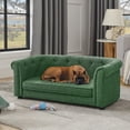 thumbnail image 2 of Hassch Modern Dog Sofa - Comfortable Pet Furniture Couch Bed with Arc-Shaped Armrest and Backrest in Button Tufted Design, Cozy Padded Seat Cushion, for Medium or Large Dogs, 38"L x 22"W x 15"H,Green, 2 of 8