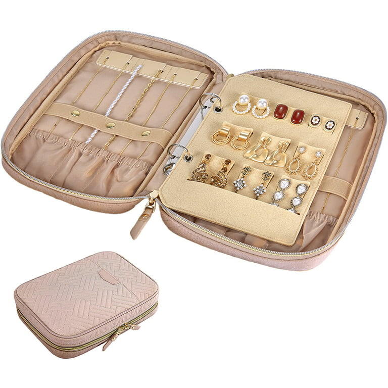 Jewelry Organizer Case Jewelry Storage Box with Removable Binders for Earring Bracelets Necklace Rings Travel Jewelry Holder Book Jewelry Display Bag