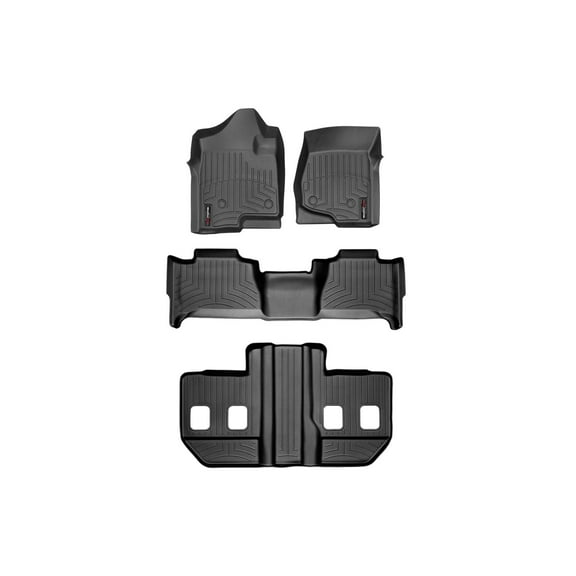 WeatherTech Custom Fit FloorLiners compatible with 2007-2010 Cadillac Escalade ESV - Complete Set (1st, 2nd, & 3rd Row), Black