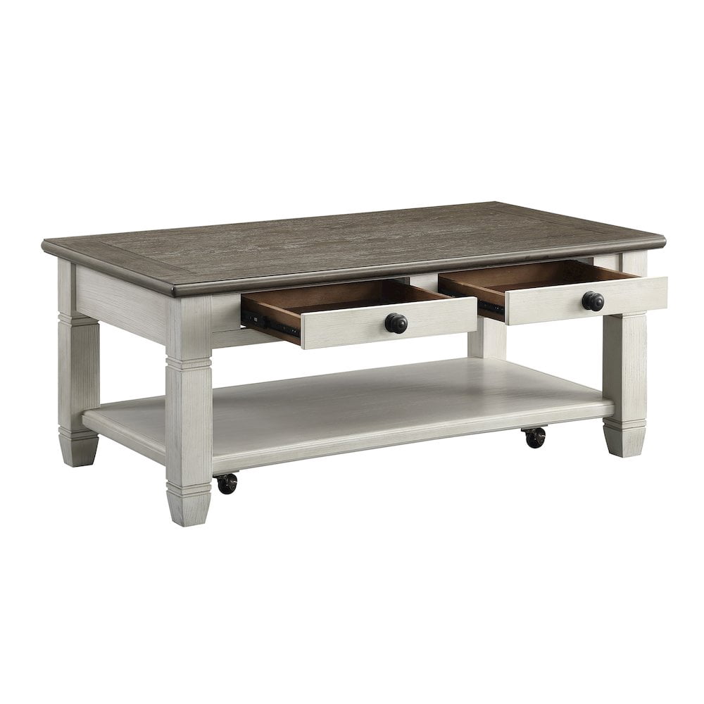 Lexicon Granby Wood 2 Drawer Coffee Table in Antique White