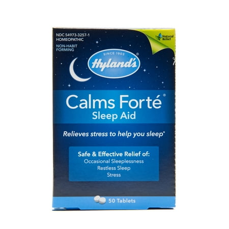 - (2 Pack) Hyland's Calms Forte' Sleep Aid Tablets, Natural Relief of Nervous Tension and Occasional Sleeplessness, 50 Quick Dissolving Tablets