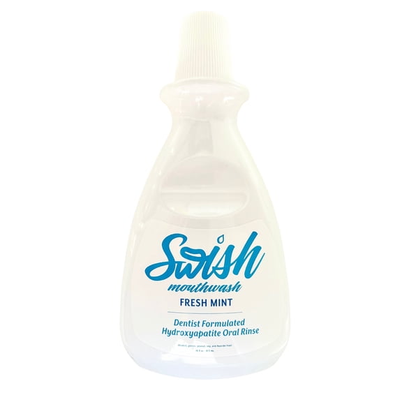 Swish Mouthwash Fresh Mint Enamel-Safe Alcohol-Free Mouthwash with Xylitol, Fresh Mint, 473 mL