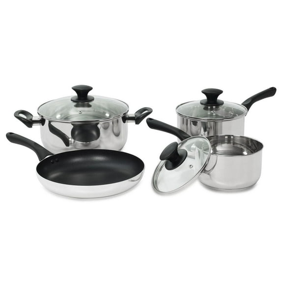 Starbasix Acier Inoxydable Batterie de cuisine 7-pièces Couvercles en verre trempé