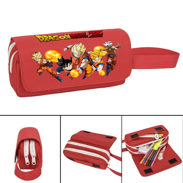 Dragon Ball Estudiante Estuches De Lápices De Gran Capacidad De Los Niños De Papelería Bolsa De Almacenamiento Son Goku Impreso Bolígrafo Caja De Lona De Doble Capa Cremallera Suministros Escolares Re