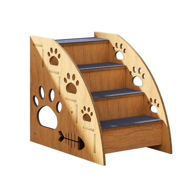 tamizeot Indoor Pet Climbing Aids Dog Stairs Ladder Cat Ramp Multi Step Support Small Dogs Cat Stairs Ladder Non Slip Sofa wood color 4 floors
