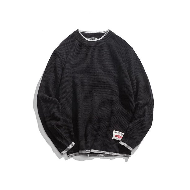 Suéter de cuello redondo de color sólido para hombre de otoño, suéter juvenil para hombre, estilo versátil