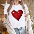 thumbnail image 6 of VKOYWKM Valentine Shirts Women Heart Graphic Tees Spring Short Sleeve T Shirts Romantic Valentine's Day Party Tshirts, 6 of 7