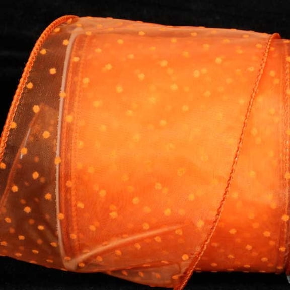 The Ribbon People Orange Polka Dotted Wired Craft Ribbon 4" x 40 Yards