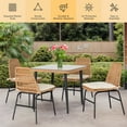 thumbnail image 5 of Tappio 5 Pieces Indooor Chairs, Kitchen & Dining Room Chairs with Waterproof Cushions and Glass Dining Table, Log Color PE rattan, Beige, 5 of 9