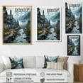 thumbnail image 4 of Designart "Mountain Fortress Castles Misty painting III" Cityscapes Floater Framed Wall Art Print, 4 of 7