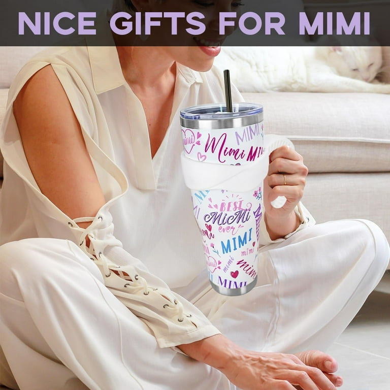 Mimi Tumbler with Handle and Straw 40 Oz, Cute Large Stainless