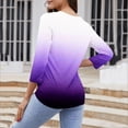 thumbnail image 4 of Summer Plus Size 3/4 Sleeves Tops for Womens Fashon Spring And Summer Gradient Printed Top Collar Button Sexy Shirt 3/4 Sleeve Long Sleeve V Neck Top/Shirt, 4 of 7