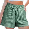 thumbnail image 1 of Summer Clearance 2025! Womens Plus Size Pants,Womens Comfy Drawstring Casual Elastic Waist Pocket Streak Printing Loose Shorts Pants, 1 of 4