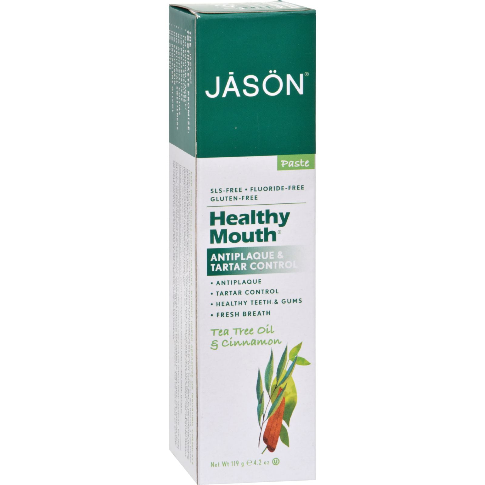Jason Healthy Mouth Toothpaste,Tea Tree Oil & Cinnamon 4.2 oz (Pack of 4)