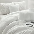 thumbnail image 3 of Lanco 7 Piece White Comforter Set Queen Size, Elastic Embroidery Bedding Set, Solid Color, Home Decor, Matching Bedskirt, Pillows & Shams, 3 of 5