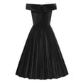 thumbnail image 5 of DailyTrove Women's Off-Shoulder Velvet Dress-Midi-For Winter Party-Black & Emerald Green, 5 of 5