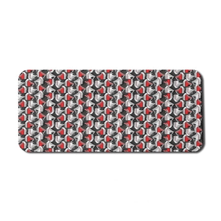 Retro Computer Mouse Pad  Old School Shoes Pattern Sneakers Nineties Casual Clothing Cartoon  Rectangle Non-Slip Rubber Mousepad X-Large  35  x 15  Gaming Size  Vermilion White and Grey  by Ambesonne