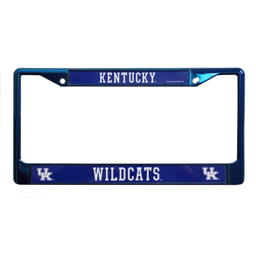 Kentucky UK Wildcats NCAA Blue Painted Chrome Metal License Plate Frame