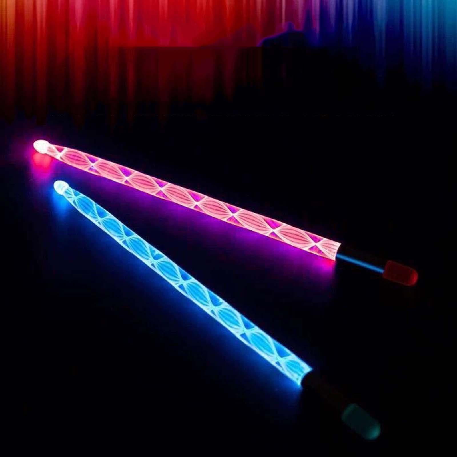 LeeQinersw 2Pcs Light up Drum Sticks 13 Color Changing Anti Drumsticks Portable Glow in The Silver