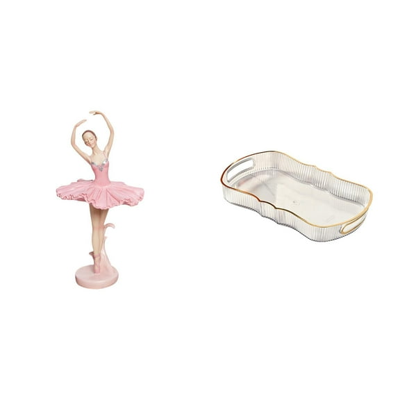 Kuntesetty Ballerina Figurine Resin Girl Sculpture Birthday Gift Novelty Souvenir Desktop Ornament for Office Study Room Bookshelf Food Serving Tray Bathroom Vanity Tray Fruit Tray Cafe