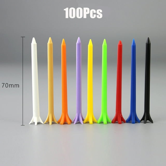 100 Pcs PE Plastic Golf Training Tees Assorted Colors Professional Durable Plastic Golf Tees Bulk (Random Colors) 70mm