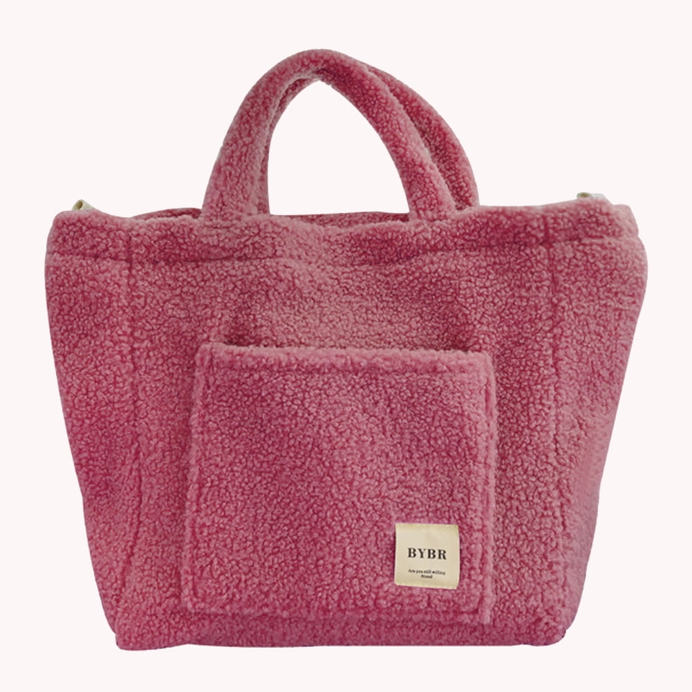 Yucurem Fluffy Tote Bag, Lamb Down Fleece Crossbody Bags