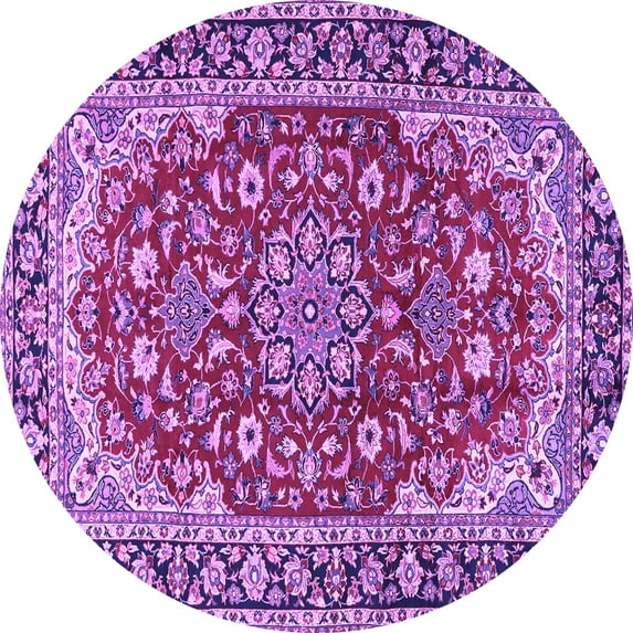 Ahgly Company Indoor Round Medallion Purple Traditional Area Rugs, 8' Round