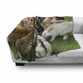 thumbnail image 3 of Bunny Soft Flannel Fleece Blanket, Real Life Image of a Group of Rabbits Eating Food in the Garden Feeding Animalistic, Cozy Plush for Indoor and Outdoor Use, 50" x 60", Multicolor, by Ambesonne, 3 of 6