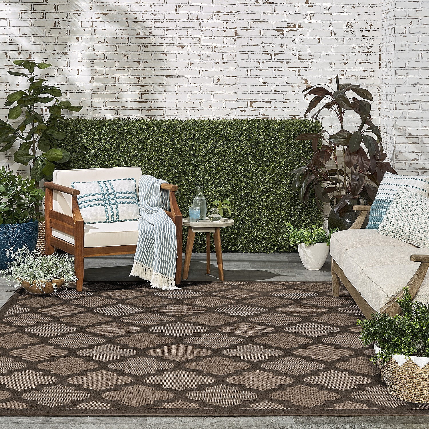 Nourison Easy Care Modern Indoor/Outdoor Brown 8' x 10' Area Rug (8x10)