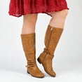 thumbnail image 5 of Journee Womens Ivie Stacked Heel Riding Boots, Calf Widths Available, 5 of 10