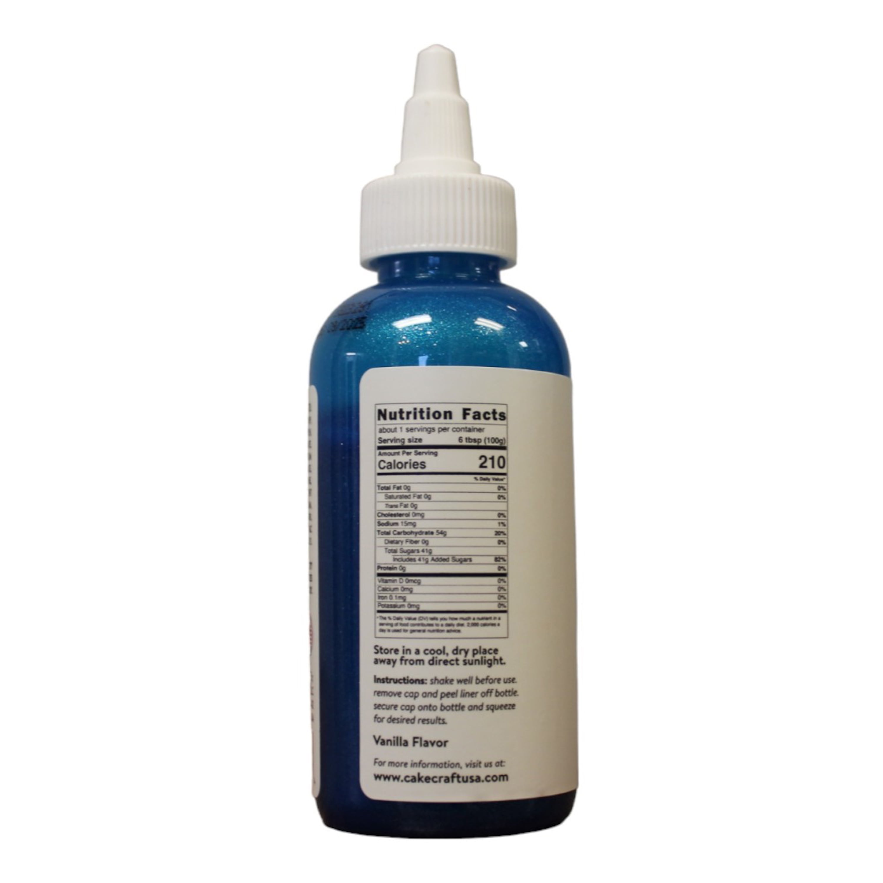 Cake Craft Blue Sparkle Gel, Vanilla Flavored Icing, 5 oz. Bottle