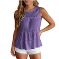 thumbnail image 2 of Cilsoka Women's Casual Tiered Shirred Tank Top Crew Neck Sleeveless Pleated Flared Hem Babydoll Tee Shirt Blouse Tops, 2 of 7